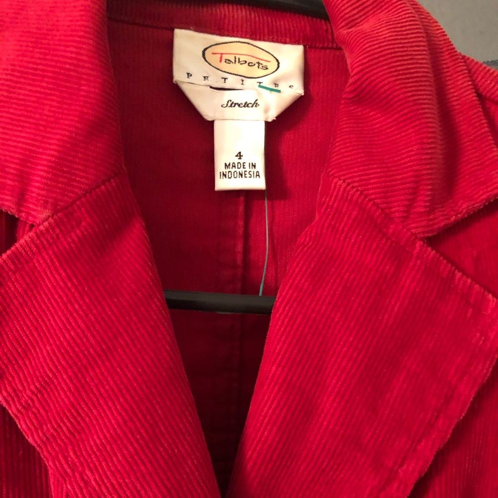 Red Talbots Size 4 Cuderoy Blazer - image 3